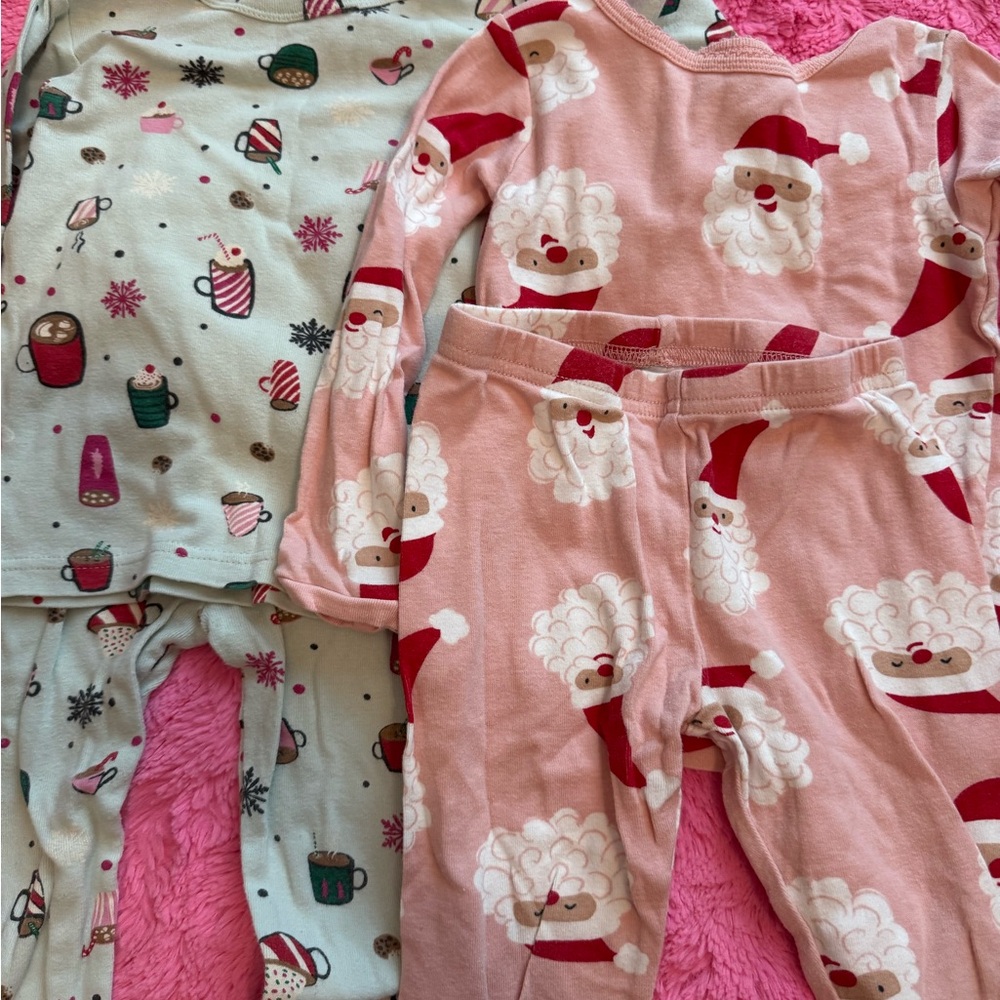 Santa and Holiday Print Kids Pajamas Set